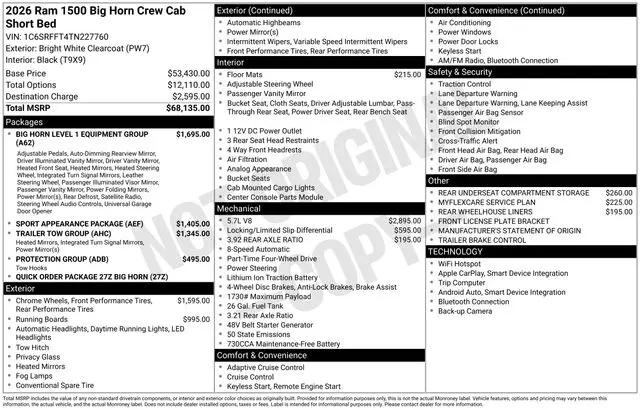 2026 Ram 1500 Big Horn Crew Cab 4x4 57 Box