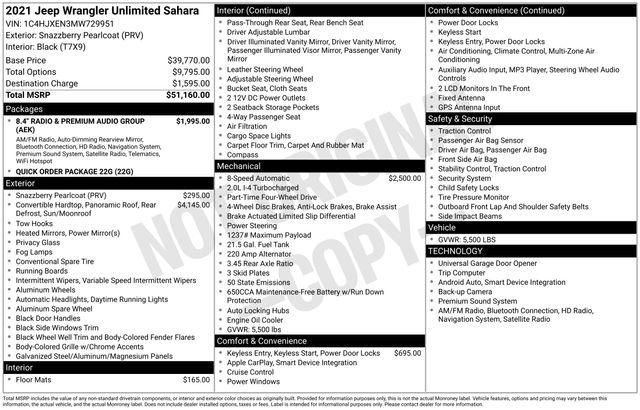 2021 Jeep Wrangler Unlimited Sahara 4x4 2021 Jeep Wrangler Unlimited Sahara 4x4