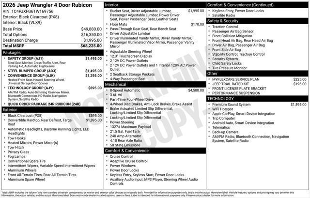 2026 Jeep Wrangler WRANGLER 4-DOOR RUBICON