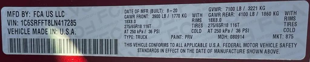 2020 Ram 1500 Lone Star Crew Cab 4x4 5'7" Box