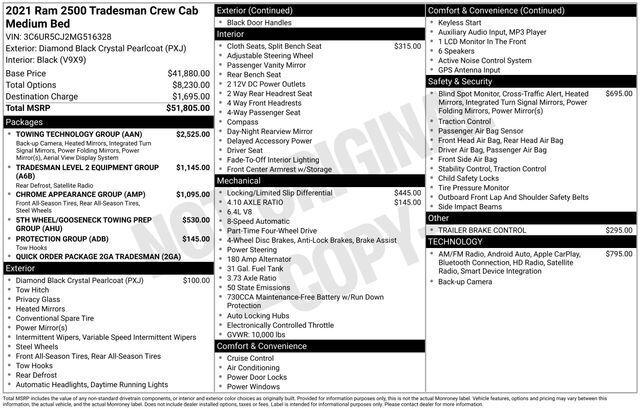 2021 RAM 2500 Tradesman Crew Cab 4x4 64 Box 2021 RAM 2500 Tradesman Crew Cab 4x4 64 Box