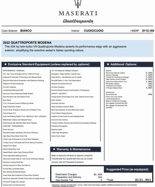 2022 Maserati Quattroporte Modena