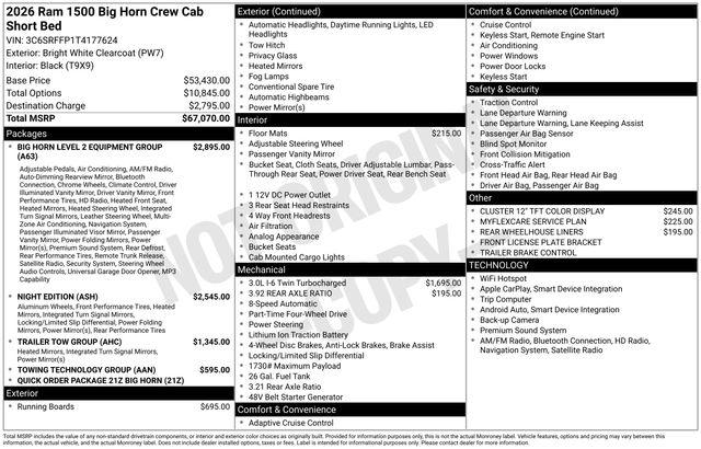 2026 RAM Ram 1500 RAM 1500 BIG HORN CREW CAB 4X4 57 BOX 2026 RAM Ram 1500 RAM 1500 BIG HORN CREW CAB 4X4 57 BOX