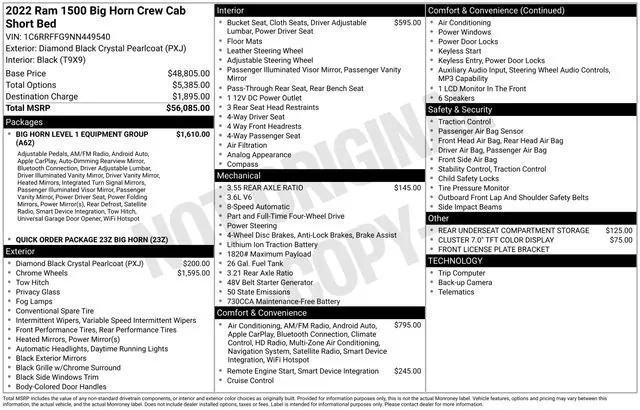 2022 RAM 1500 Big Horn Crew Cab 4x4 57 Box 2022 RAM 1500 Big Horn Crew Cab 4x4 57 Box