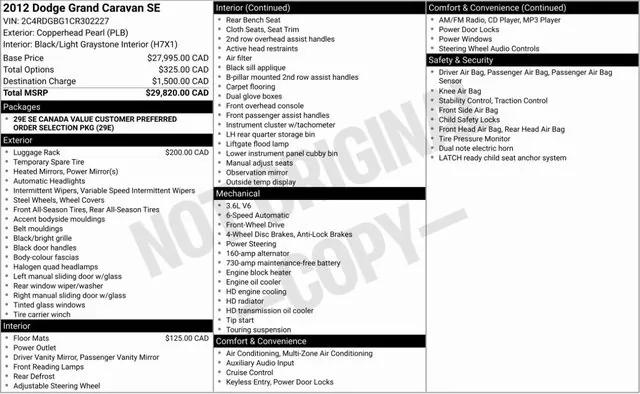 2012 Dodge Grand Caravan SE/SXT 2012 Dodge Grand Caravan SE/SXT