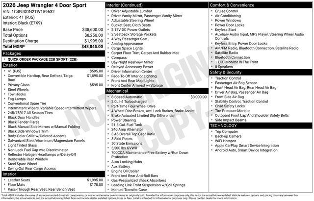 2026 Jeep Wrangler 4-Door Sport 4x4