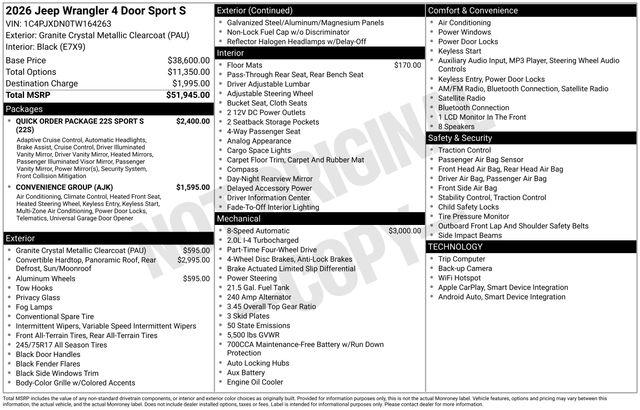 2026 Jeep Wrangler 4-Door Sport S 4x4