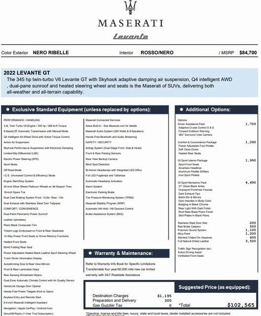 2022 Maserati Levante GT 2022 Maserati Levante GT