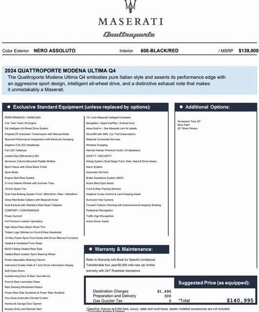 2024 Maserati Quattroporte Modena Ultima Q4 2024 Maserati Quattroporte Modena Ultima Q4