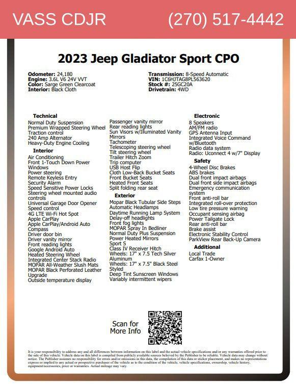 2023 Jeep Gladiator Sport S 4x4 2023 Jeep Gladiator Sport S 4x4