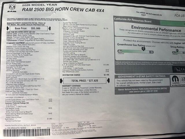 2026 Ram 2500 Big Horn Crew Cab 4x4 6'4" Box