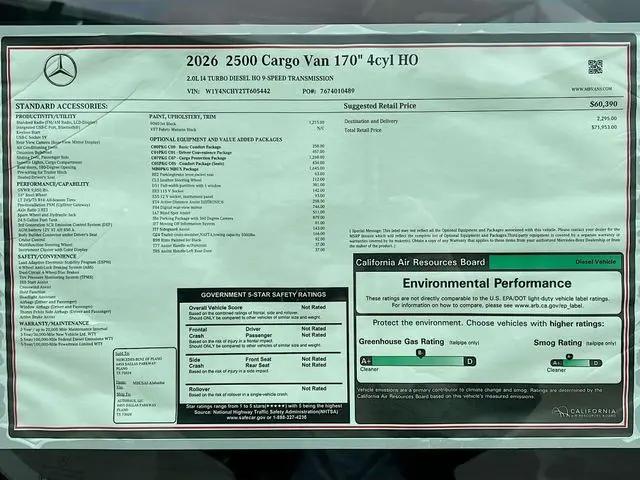 2026 Mercedes-Benz Sprinter 2500 High Roof 4-Cyl Diesel HO