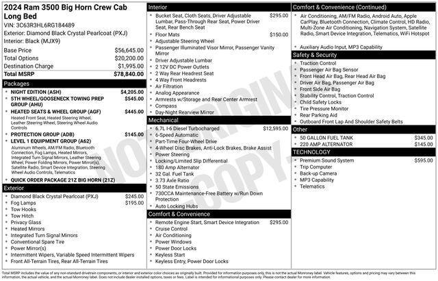 2024 RAM 3500 Big Horn Crew Cab 4x4 8 Box