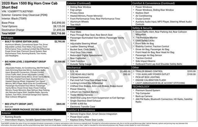 2020 RAM 1500 Big Horn Crew Cab 4x4 57 Box 2020 RAM 1500 Big Horn Crew Cab 4x4 57 Box