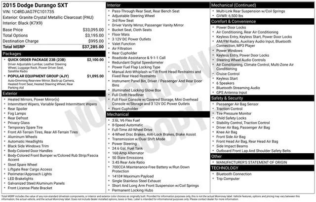 2015 Dodge Durango SXT 2015 Dodge Durango SXT