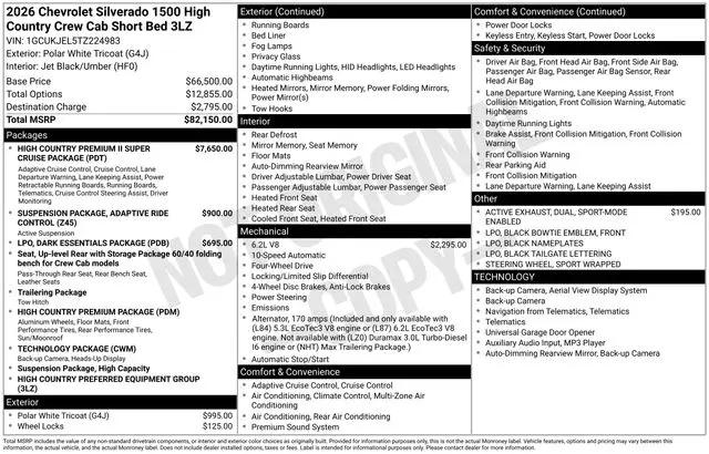 2026 Chevrolet Silverado 1500 4WD Crew Cab Short Bed High Country