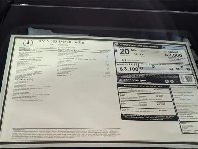 2026 Mercedes-Benz S 580 4MATIC