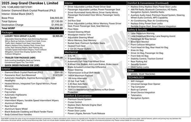 2025 Jeep Grand Cherokee GRAND CHEROKEE L LIMITED 4X4