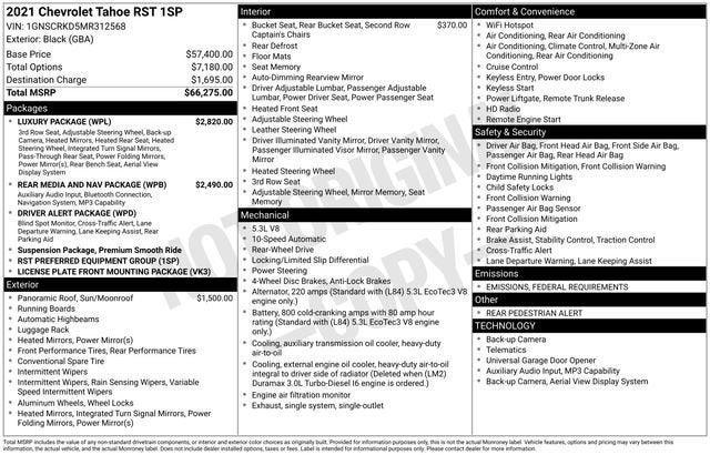 2021 Chevrolet Tahoe 2WD RST 2021 Chevrolet Tahoe 2WD RST