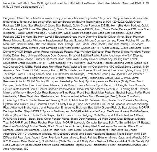 2021 RAM 1500 Big Horn Crew Cab 4x4 57 Box 2021 RAM 1500 Big Horn Crew Cab 4x4 57 Box