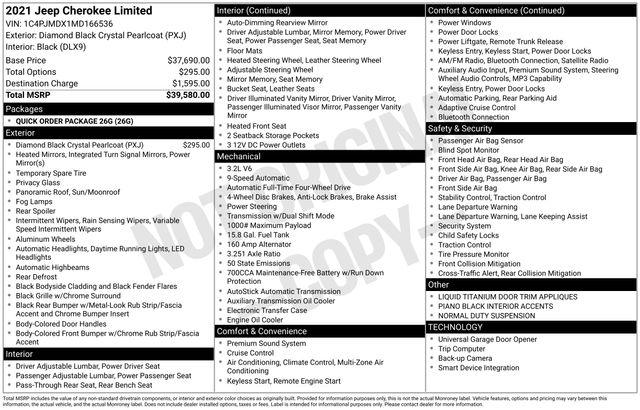 2021 Jeep Cherokee Limited 4X4 2021 Jeep Cherokee Limited 4X4