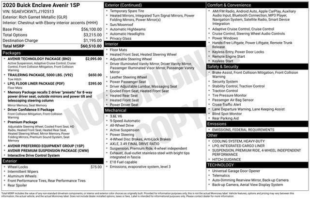 2020 Buick Enclave AWD Avenir