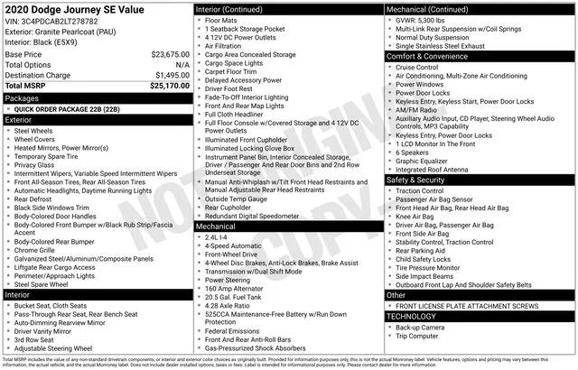2020 Dodge Journey SE Value 2020 Dodge Journey SE Value