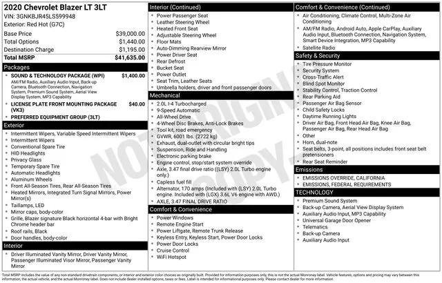 2020 Chevrolet Blazer AWD 3LT