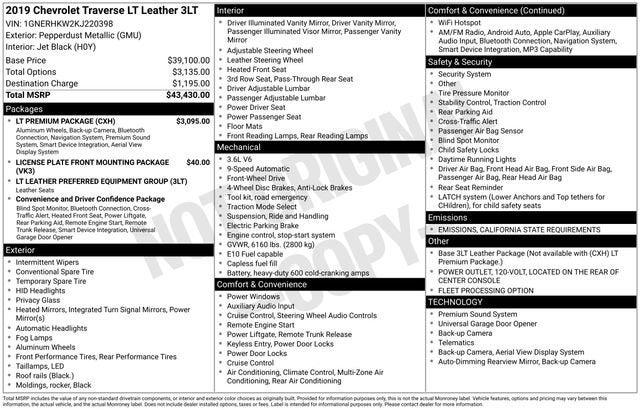 2019 Chevrolet Traverse 3LT 2019 Chevrolet Traverse 3LT