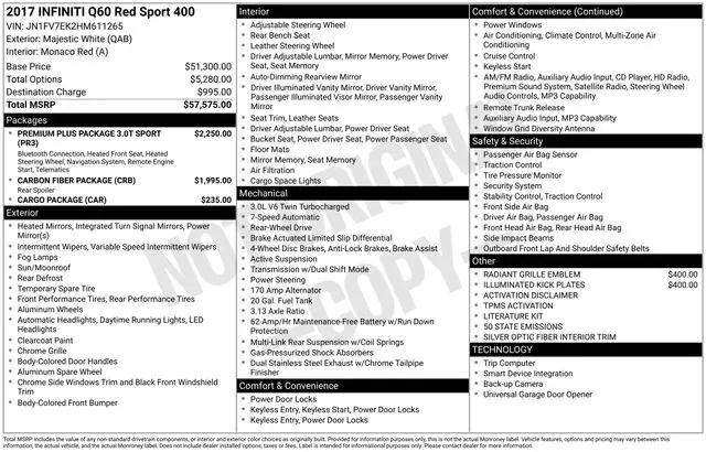 2017 INFINITI Q60 3.0t Red Sport 400