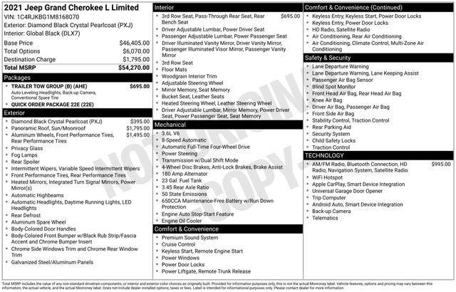 2021 Jeep Grand Cherokee L Limited 4x4 2021 Jeep Grand Cherokee L Limited 4x4
