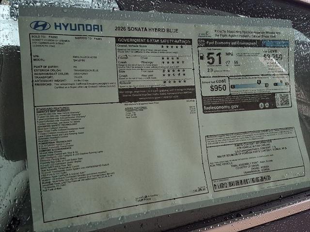2026 Hyundai Sonata Hybrid Blue