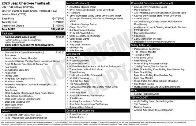 2020 Jeep Cherokee Trailhawk 4X4 2020 Jeep Cherokee Trailhawk 4X4