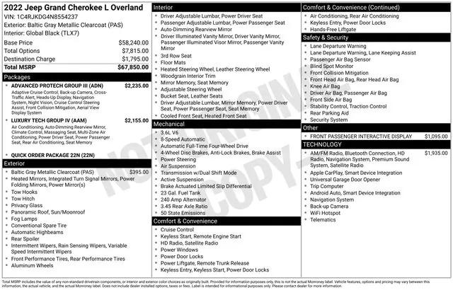 2022 Jeep Grand Cherokee L Overland 4x4