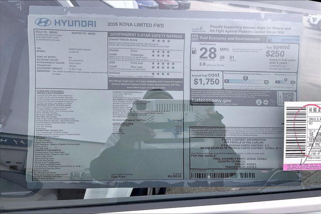 New 2026 Hyundai Kona Limited For Sale in Olive Branch, MS