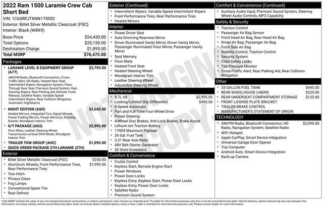 2022 RAM 1500 Laramie Crew Cab 4x4 57 Box 2022 RAM 1500 Laramie Crew Cab 4x4 57 Box
