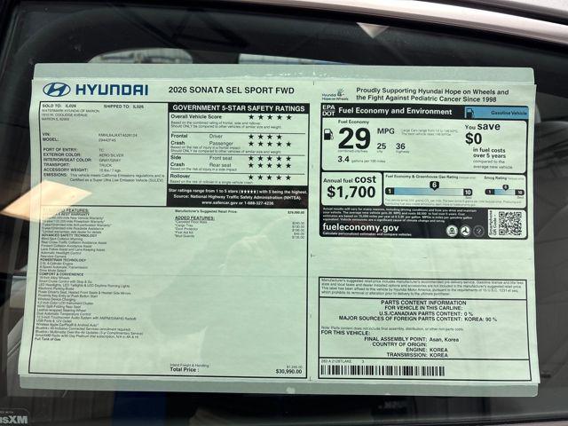 2026 Hyundai Sonata SEL Sport