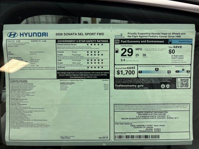 2026 Hyundai Sonata SEL Sport