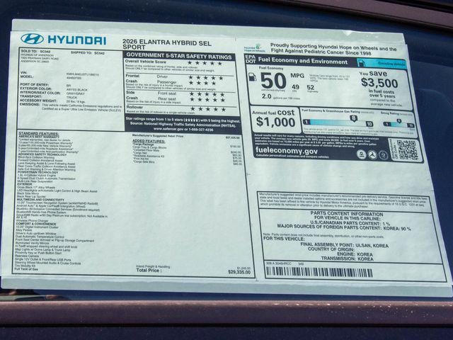 2026 Hyundai Elantra Hybrid SEL Sport