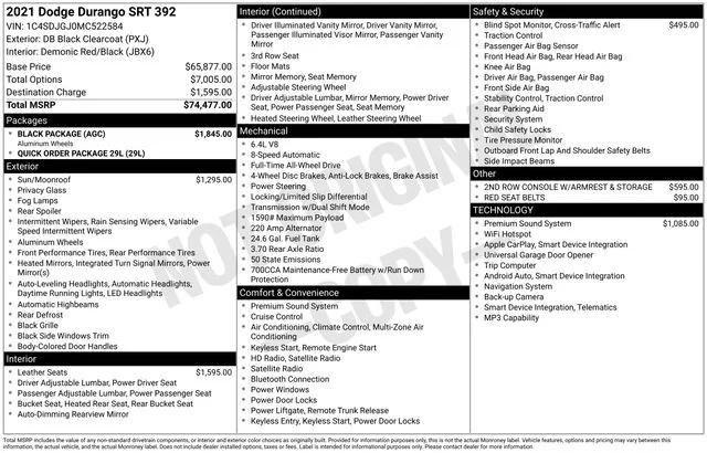 2021 Dodge Durango SRT 392 AWD 2021 Dodge Durango SRT 392 AWD