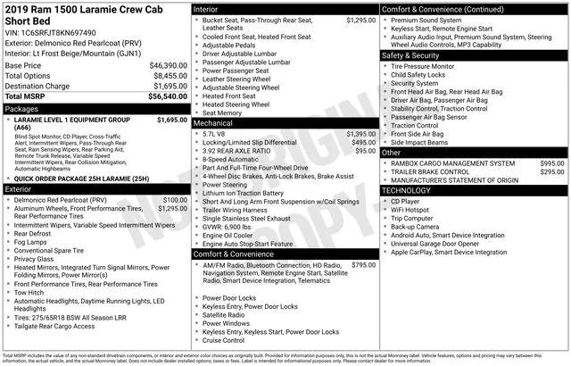 2019 RAM 1500 Laramie Crew Cab 4x4 57 Box 2019 RAM 1500 Laramie Crew Cab 4x4 57 Box