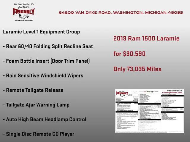 2019 RAM 1500 Laramie Crew Cab 4x4 57 Box 2019 RAM 1500 Laramie Crew Cab 4x4 57 Box