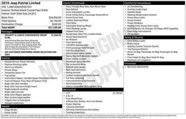 2010 Jeep Patriot Limited 2010 Jeep Patriot Limited