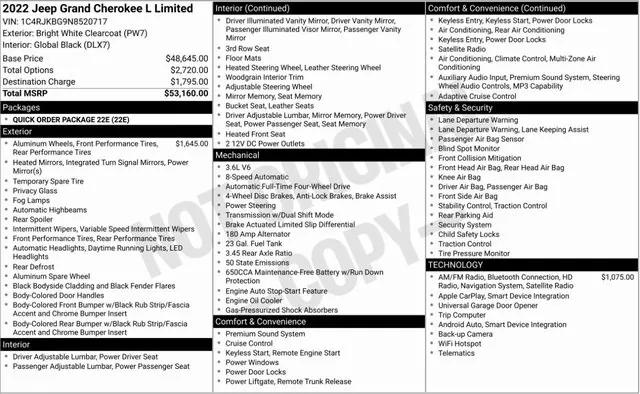 2022 Jeep Grand Cherokee L Limited 4x4 2022 Jeep Grand Cherokee L Limited 4x4