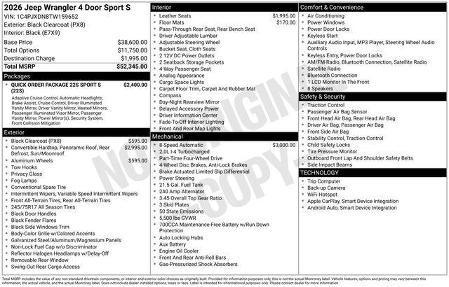 2026 Jeep Wrangler 4-Door Sport S 4x4
