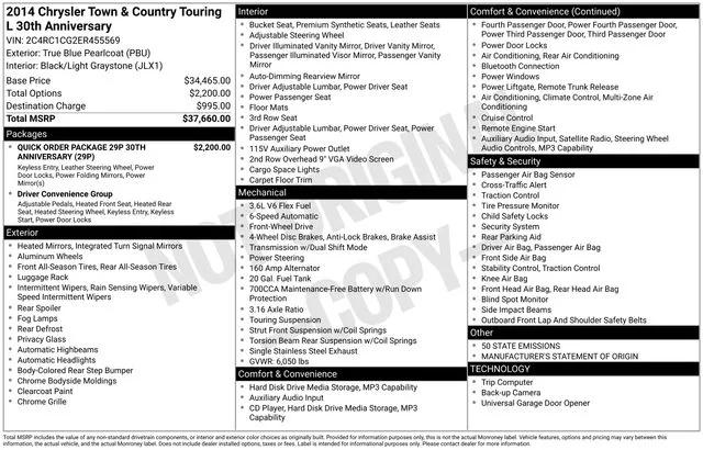 2014 Chrysler Town and Country Touring-L 30th Anniversary 2014 Chrysler Town and Country Touring-L 30th Anniversary