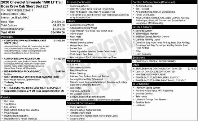 2020 Chevrolet Silverado 1500 4WD Crew Cab Short Bed LT Trail Boss 2020 Chevrolet Silverado 1500 4WD Crew Cab Short Bed LT Trail Boss