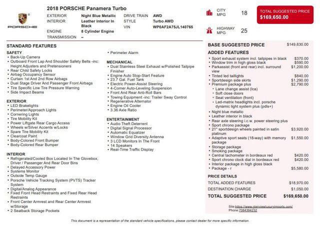 2018 Porsche Panamera Turbo 2018 Porsche Panamera Turbo