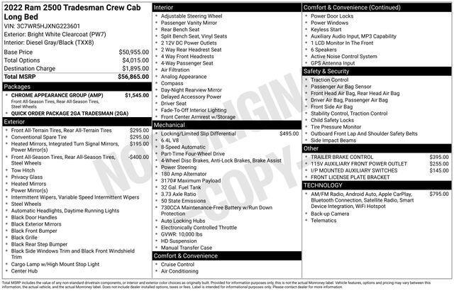 2022 RAM 2500 Tradesman Crew Cab 4x4 8 Box 2022 RAM 2500 Tradesman Crew Cab 4x4 8 Box