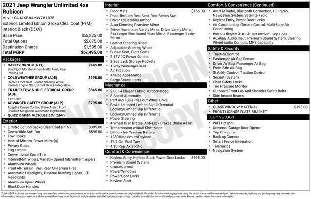 2021 Jeep Wrangler 4xe Unlimited Rubicon 4x4 2021 Jeep Wrangler 4xe Unlimited Rubicon 4x4